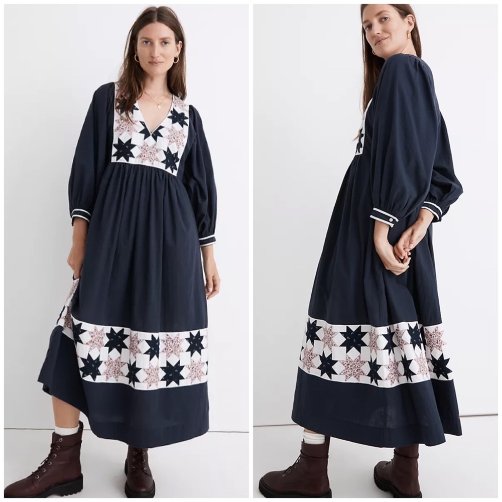 Madewell Quilted Patchwork Midi Dress
